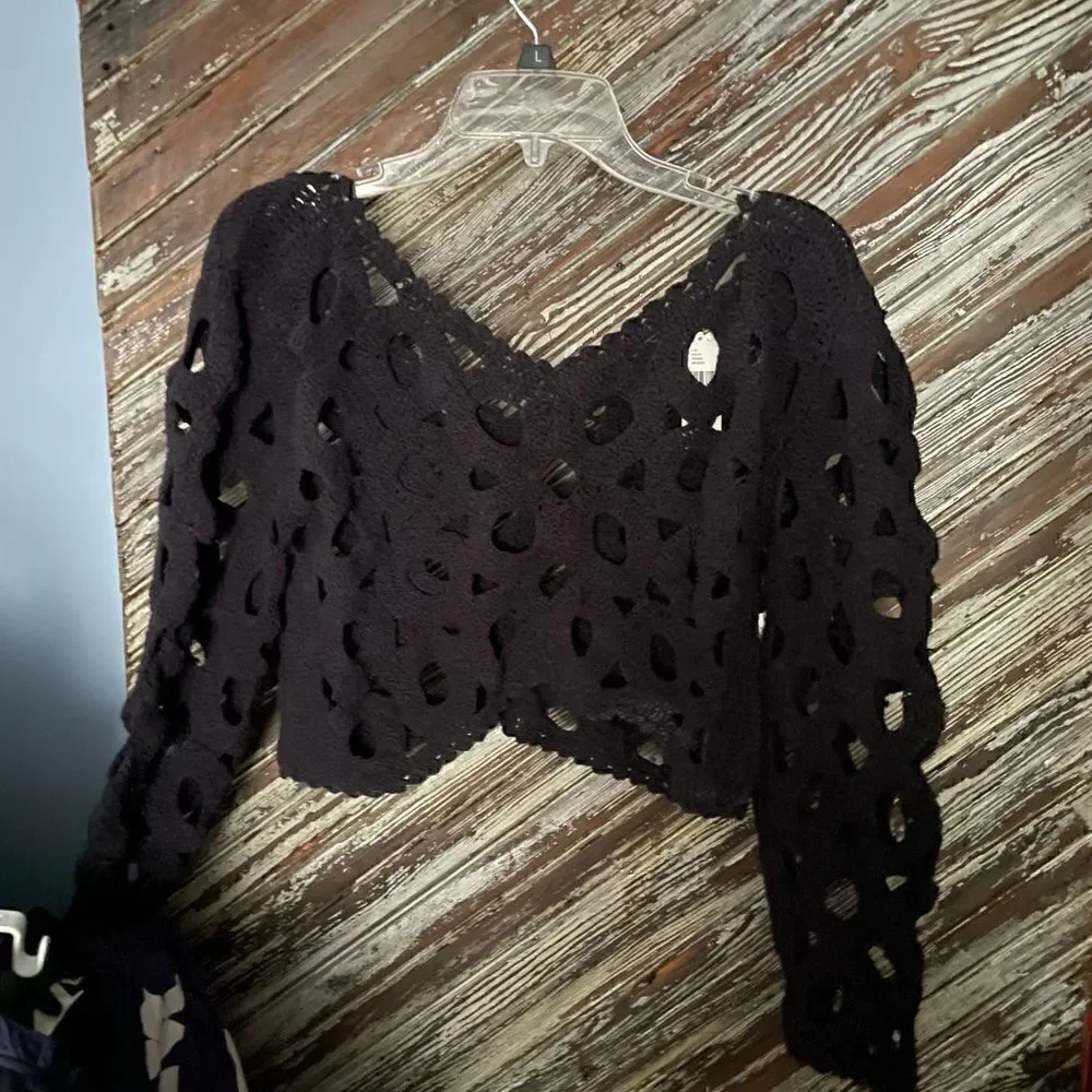 Anthropologie crocheted cut out topper